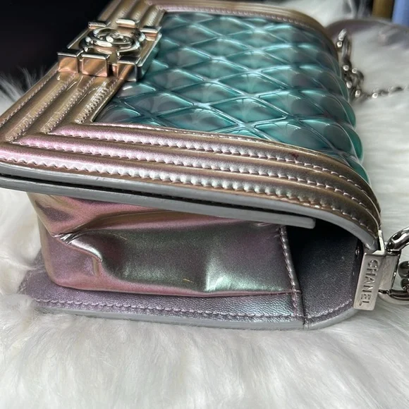 CHANEL MERMAID BOY BAG PURPLE 18S SMALL IRIDESCENT WATER FLAP Ultra Limited SSC - Picture 7 of 17